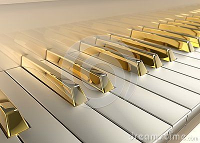 Gold & White Keys Piano